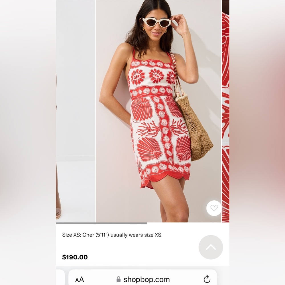 Farm Rio Ainika scalloped printed linen mini dress